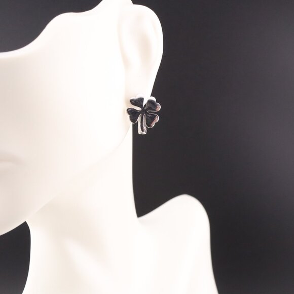 Timeless Jewelry Women's Sterling Silver Four Leaf Clover Huggie Loop Earrings** - Picture 9 of 13